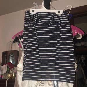 Navy and white pencil skirt